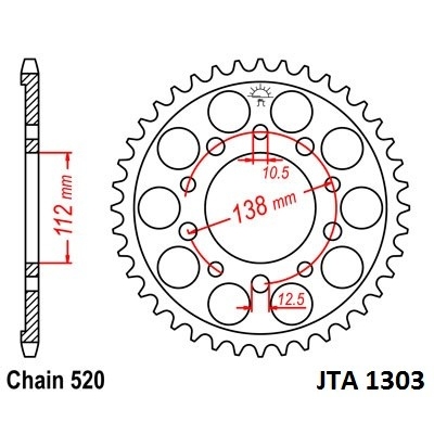 Hliníková reťazová rozeta JT JTA 1303-520