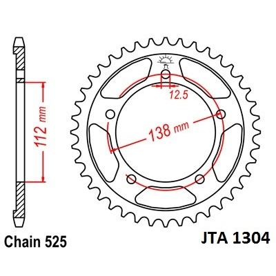 Hliníková reťazová rozeta JT JTA 1304-525