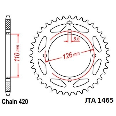 Hliníková reťazová rozeta JT JTA 1465-420