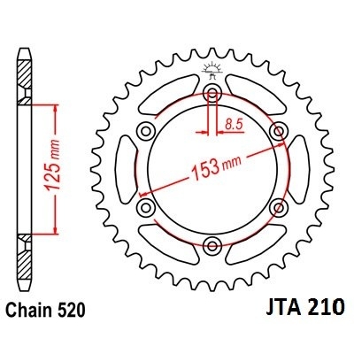 Hliníková reťazová rozeta JT JTA 210-520