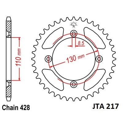 Hliníková reťazová rozeta JT JTA 217-428