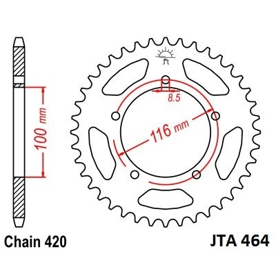Hliníková reťazová rozeta JT JTA 464-420
