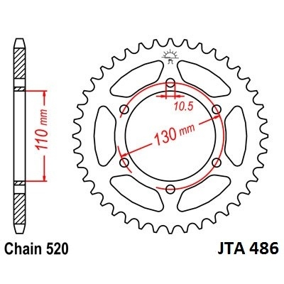 Hliníková reťazová rozeta JT JTA 486-520
