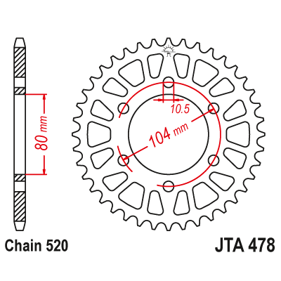 Hliníková reťazová rozeta JT JTA 478-,420