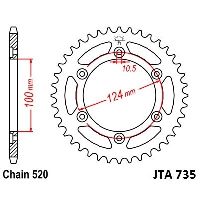 Hliníková reťazová rozeta JT JTA 735-520