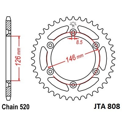 Hliníková reťazová rozeta JT JTA 808-520