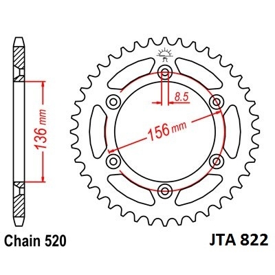 Hliníková reťazová rozeta JT JTA 822-520
