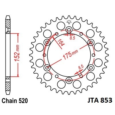 Hliníková reťazová rozeta JT JTA 853-520