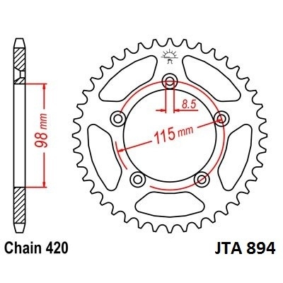 Hliníková reťazová rozeta JT JTA 894-420