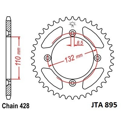 Hliníková reťazová rozeta JT JTA 895-428