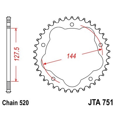 Hliníková reťazová rozeta JT JTA 751-520