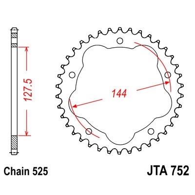 Hliníková reťazová rozeta JT JTA 752-525