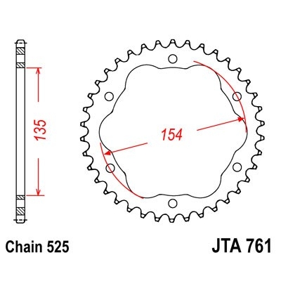 Hliníková reťazová rozeta JT JTA 761-525
