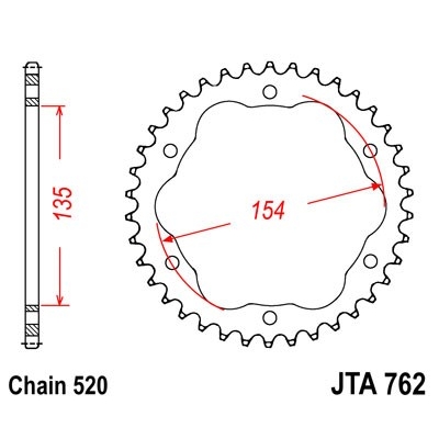 Hliníková reťazová rozeta JT JTA 762-520