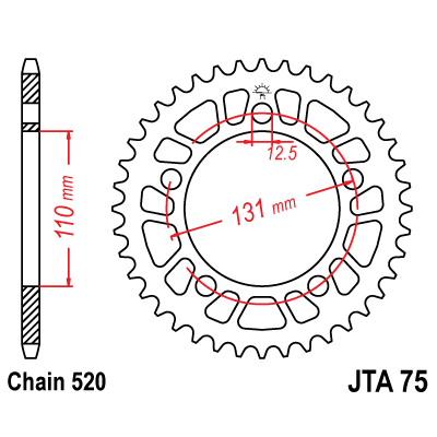 Hliníková reťazová rozeta JT JTA 75-520