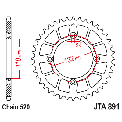 Hliníková reťazová rozeta JT JTA 891-520