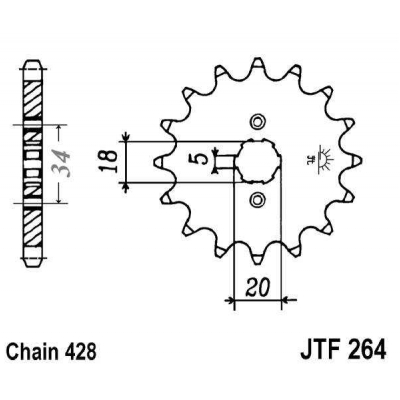 Reťazové koliečko JT JTF 264-15 15 zubov,428