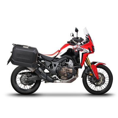 Kompletná sada bočných čiernych hliníkových kufrov SHAD TERRA BLACK , 36/47 l litrov, vrátane montážnej sady SHAD HONDA CRF 1000  Africa Twin