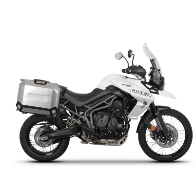 Kompletná sada bočných hliníkových kufrov SHAD TERRA, 36/47 litrový bočné kufre, vrátane montážnej sady SHAD TRIUMPH Tiger 800