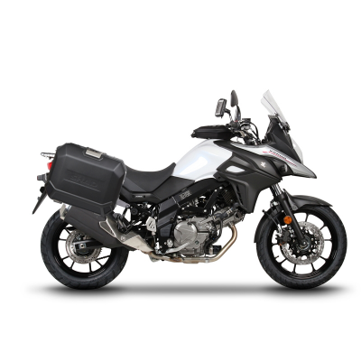 Kompletná sada bočných čiernych hliníkových kufrov SHAD TERRA BLACK , 36L/36/ bočné kufre, vrátane montážnej sady SHAD SUZUKI DL 650 V-Strom