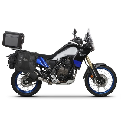 Kompletná sada sedlových brašní SHAD TERRA TR40 adventure a hliníkového vrchného kufra SHAD TERRA BLACK 48L vrátane montážnej sady SHAD YAMAHA Tenere 700 XTZ690