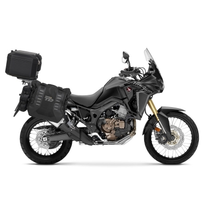Kompletná sada sedlových brašní SHAD TERRA TR40 adventure a hliníkového vrchného kufra SHAD TERRA BLACK 48L vrátane montážnej sady SHAD HONDA CRF 1000 Africa Twin