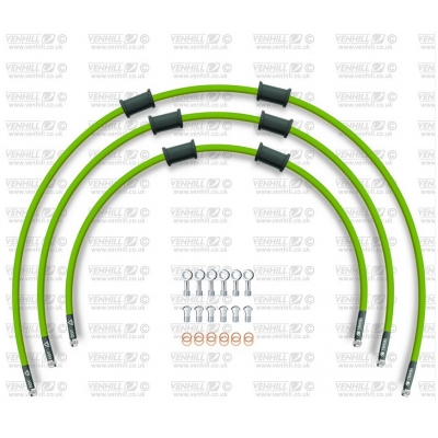 ŠTANDART -predok -sada Venhill POWERHOSEPLUS BMW-10007FS-GR (3 hadice v sade) zelené hadice, nerezové koncovky