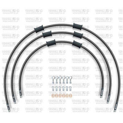 ŠTANDART -predok -sada Venhill POWERHOSEPLUS SUZ-7008FS-BK (3 hadice v sade) čierna hadica,nerezové koncovky